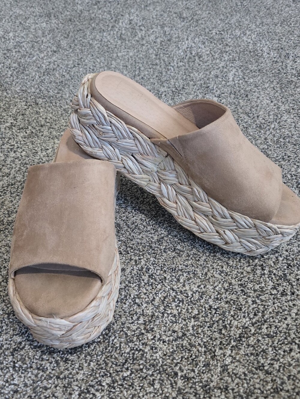 Shu Shop Ibiza Jute Platform Wedge Boho Sandals Beige  Size 8.5